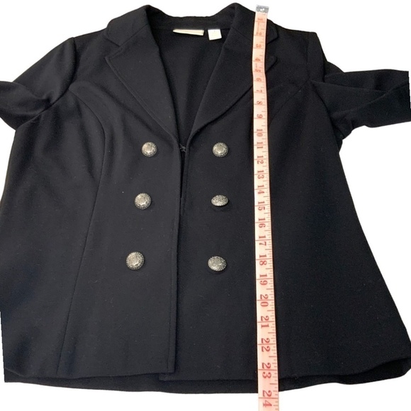 Chico’s Black Unstructured Double Breasted Blazer Notched Collar Rolled Cuffs M - Picture 7 of 10